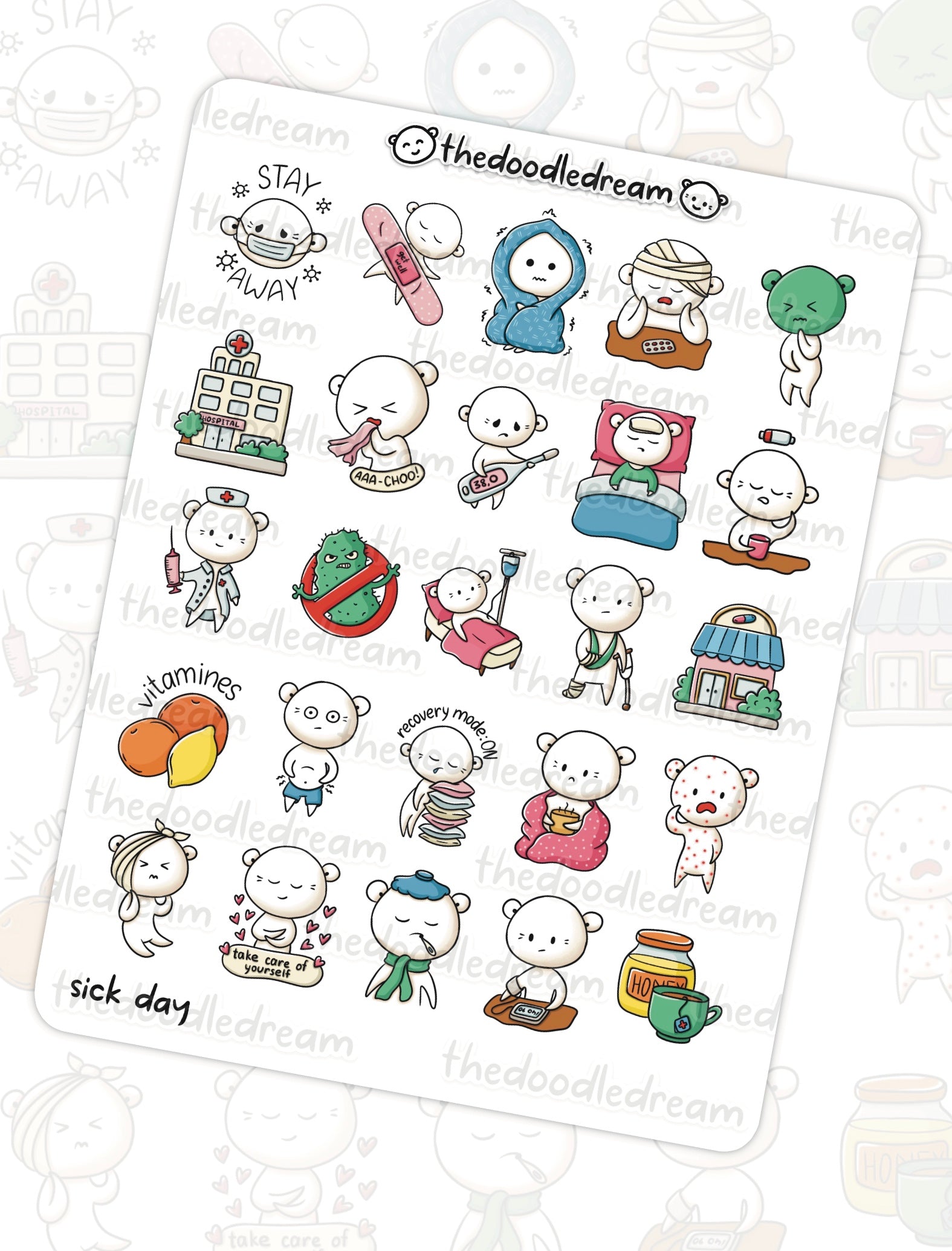 Sick Day Recovery Sticker Sheet